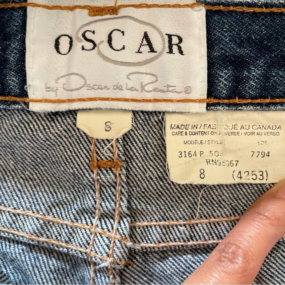 Vintage Oscar de la Renta mom jeans size 28 high waisted medium wash 90s rigid - Picture 10 of 11